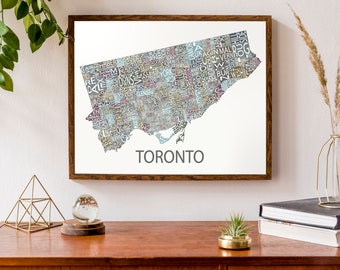 Typographic Map of Toronto, Ontario | City Map Print | Neighbourhood Map Art | Canadian Map | Custom Map Poster | Personalized Map Art