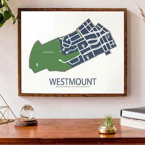 Carte typographique du quartier Westmount à Kitchener-Waterloo, Ontario | carte de quartier | | d’impression de cartes modernes Affiche de carte personnalisée