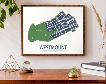 Typographic Map of the Westmount Neighbourhood in Kitchener-Waterloo, Ontario  | Neighbourhood Map | Modern Map Print | Custom Map Poster