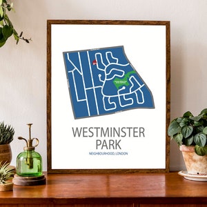 Carte typographique du quartier de Westminster à London, Ontario | Plan du quartier de la ville de Londres | Poster de carte personnalisé
