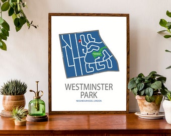 Typographic Map of the Westminster Neighbourhood in London, Ontario | London City Neighbourhood Map | Custom Map Poster