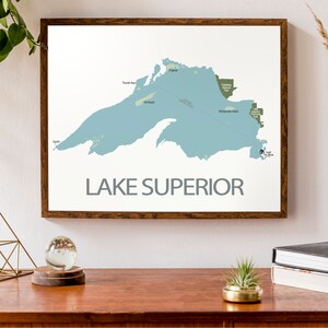Carte typographique du | du lac Supérieur États-Unis &Canada Carte | carte des Grands Lacs | | de Sault Ste Marie | d’impression de carte personnalisée Art cartographique personnalisé