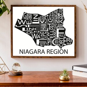 Carte typographique de la région du Niagara, Ontario | Carte de Fort Erie, Lincoln, Niagara Falls, Pelham, Port Colborne, St Catharines, Welland Personnalisé