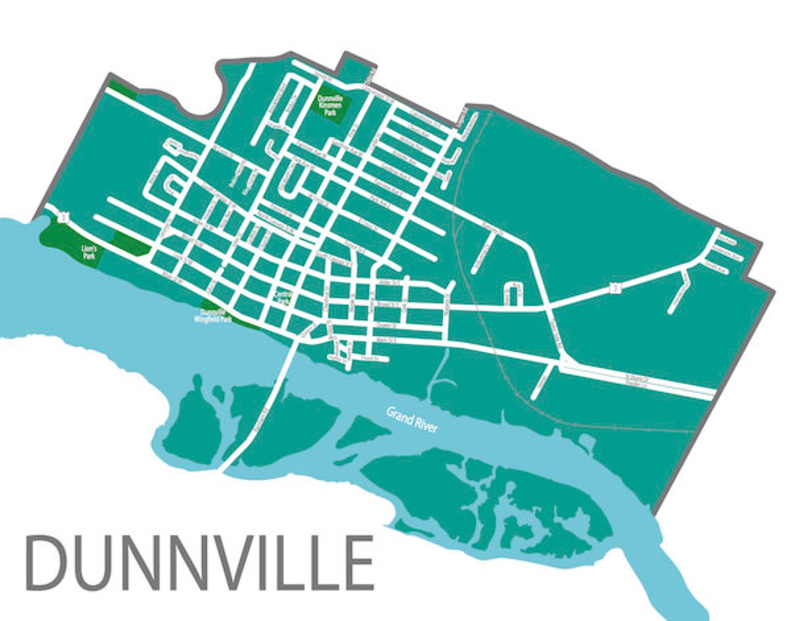 Typographic Map of Dunnville Ontario Haldimand County Etsy