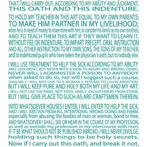 Modern Hippocratic Oath Print Doctor Oath Print Perfect Doctor Gift Medical School Graduation Gift Custom Poster Personalized Art image 5