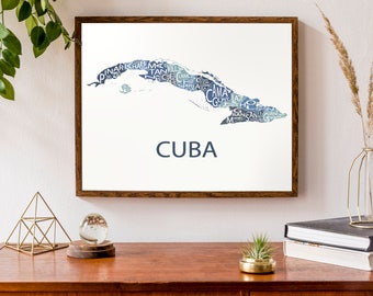 Typographic Map of Cuba | Cuban Regional Map Print | Custom Map Poster | Personalized Map Art | Destination Wedding Map Gift