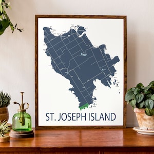 Carte typographique de l’île Saint-Joseph, Ontario, Canada | Carte de l’île de l’Ontario | carte canadienne | | d’affiche de carte personnalisée Art cartographique personnalisé