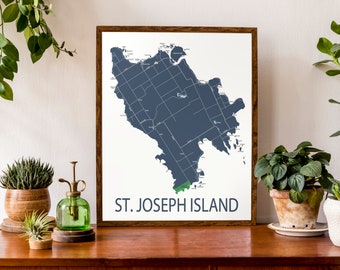 Typographic Map of St. Joseph Island, Ontario, Canada  | Ontario Island Map | Canadian Map | Custom Map Poster | Personalized Map Art
