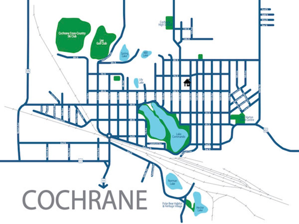 Typographic Map of Cochrane Ontario Canadian Map Hometown Etsy