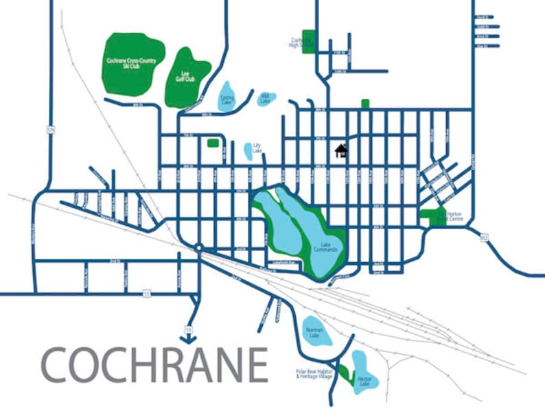 Typographic Map of Cochrane Ontario Canadian Map Hometown Etsy