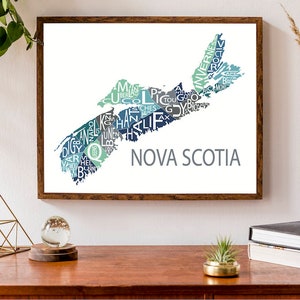Carte typographique de la Nouvelle-Écosse, Canada | Carte provinciale | Carte des Maritimes | Carte du Canada | Poster de carte personnalisée | Impression de carte personnalisée