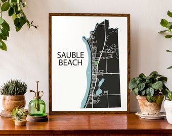 Typographic Map of Sauble Beach, Ontario  | Bruce County | City Map Print | Canada Map | Custom Map Poster | Personalized Map Print