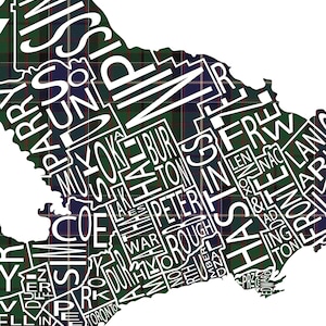 Typographic Map of Ontario 49 Municipalities Map Provincial Map Canadian Map Custom Map Poster Personalized Map Print image 7