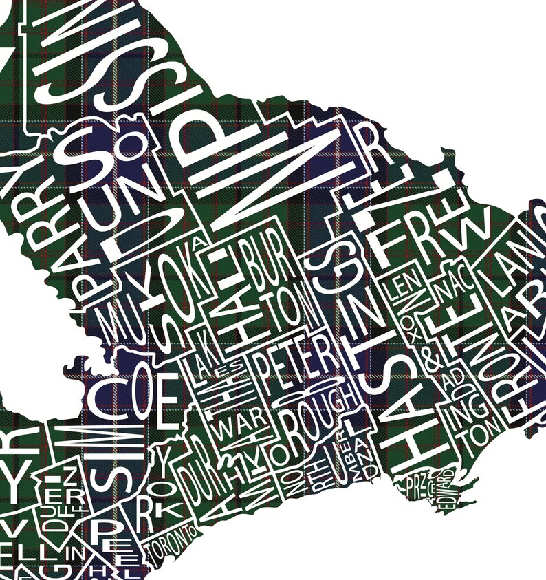 Typographic Map of Ontario 49 Municipalities Map Provincial Map Canadian Map Custom Map Poster Personalized Map Print image 7