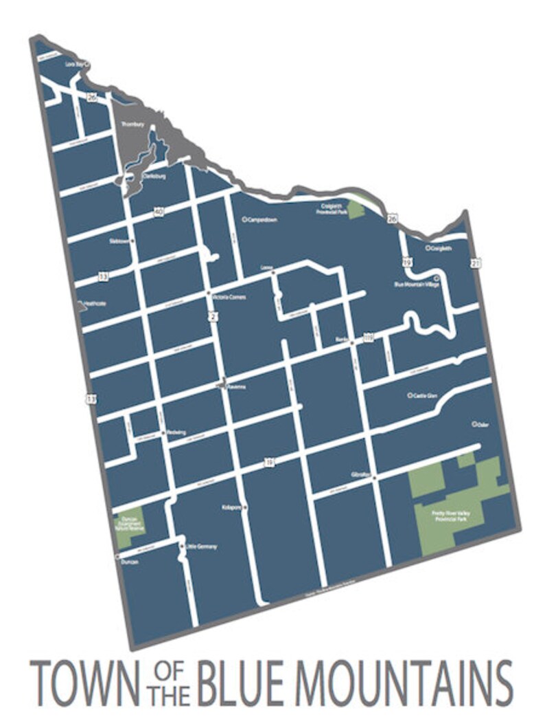 Typographic Map of Blue Mountain Ontario Etsy