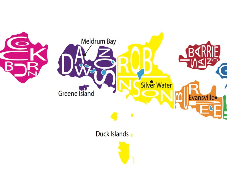 Typographic Map of Manitoulin Island Manitoulin Map - Etsy Canada