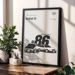 Digitale poster initial D: vintage anime-mangakunstdruk
