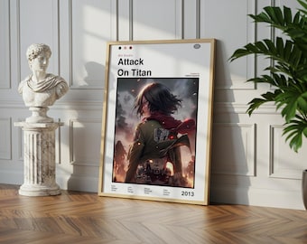 Poster anime di Attack on Titan: stampa artistica manga vintage