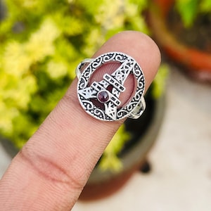 Eiffel Tower Ring with Amethyst, Sterling Silver Paris Jewelry, Vintage Style Travel Ring, Unique Amethyst Gemstone Ring