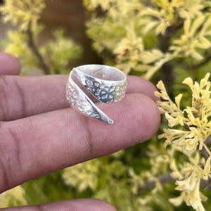 Hammered Sterling Silver Wrap Ring | Wide Boho Band
