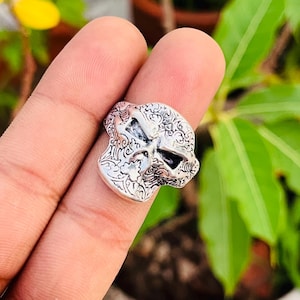 Skull Handmade Sterling Silver Men Signet Ring, Skull Gothic Signet Ring, Skull Punk Signet Ring, Skull Silver Men Jewelry, Silver Men Ring