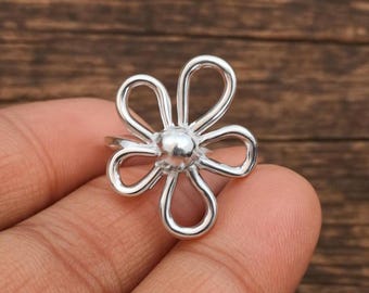 Blomring i sterlingsilver, bohemisk blommig statementring