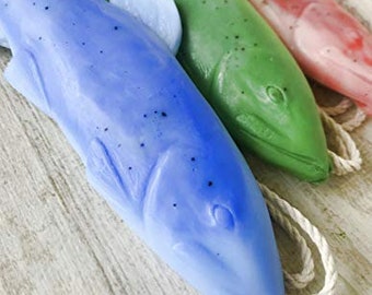 3 Pack Trout Soap on a Rope, Stocking Stuffer for Kids, Gifts for Him, Fishing Gifts, Hanukkah Gifts, Funny, White Elephant Secret Santa