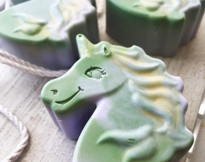3-Pack Unicorn Soap on a Rope, Small gifts for kids, Stocking stuffers for girls, grandkids, Hanukkah, pony Gifts, Handmade Soap