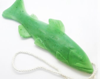 Trout Soap on a Rope, Stocking Stuffers for Kids, Gifts for Men, For Women, Handmade Soap, Fishing Gifts, Secret Santa, Hanukkah