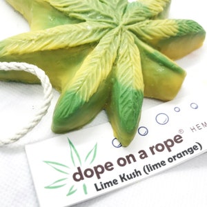 Dope on a Rope Soap, Stocking stuffers, Lime Kush, funny adult gifts, white elephant, hemp, 420,  for him, Handmade Soap, Grateful Dead