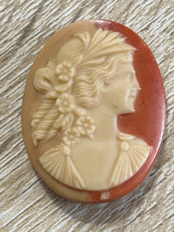 SALE! Vintage Red Cameo with Ivory Ceres Image, N… - image 1