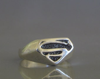 Mens pinky ring, Superman ring, Mens silver ring made to order, Mens jewelry