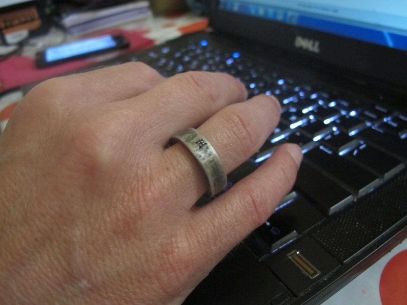 Mens oxidized wedding band Rustic wedding band Men/'s Jewelry Silver diamond band