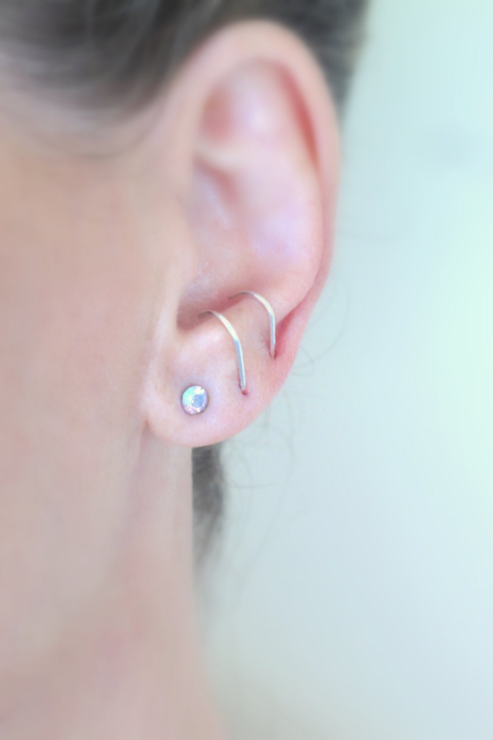 Thin Suspender Earring Sterling Silver Ear Suspender Etsy