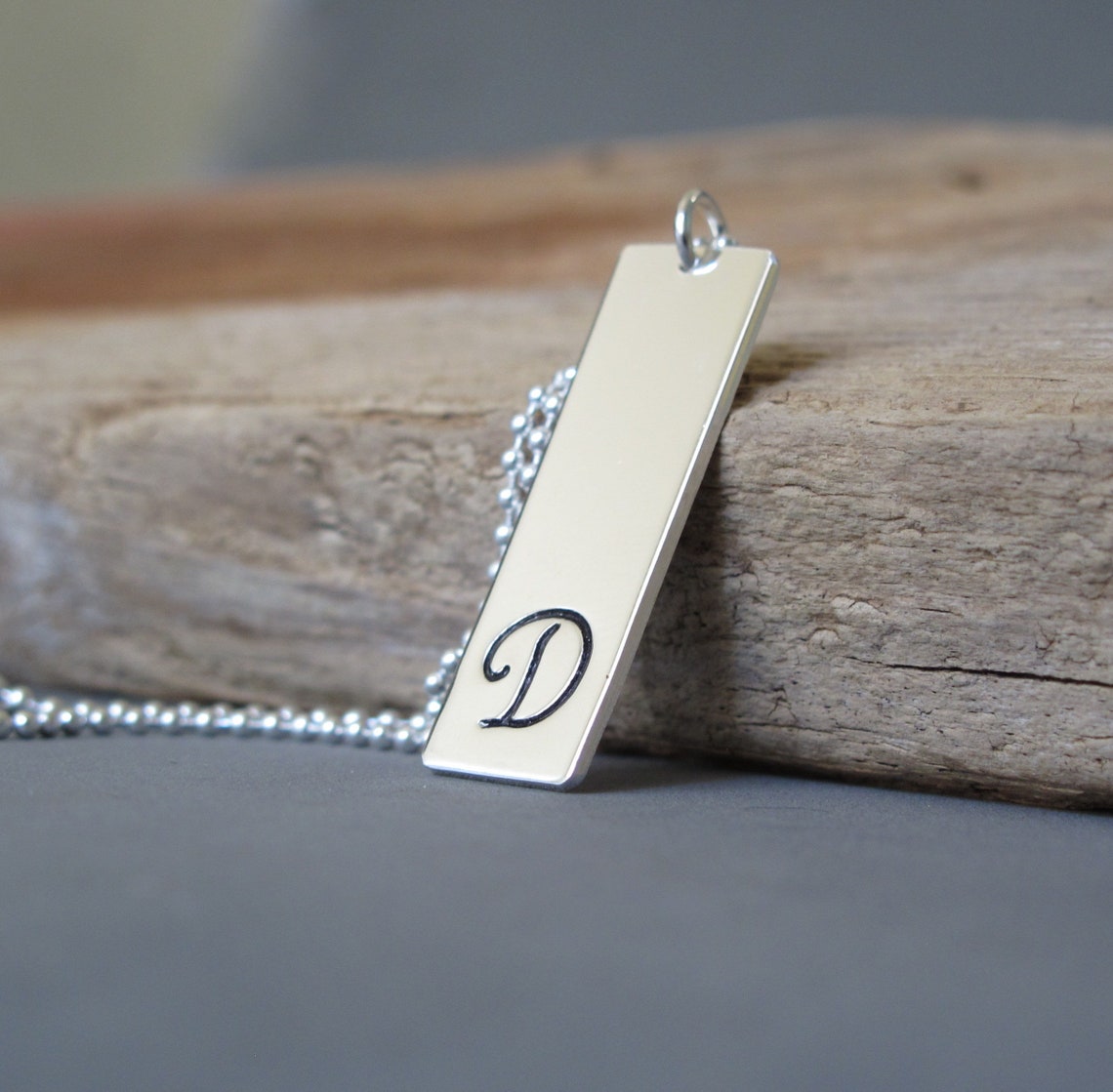 Personalized Initial Necklace for Guys Men Stamped Pendant Etsy