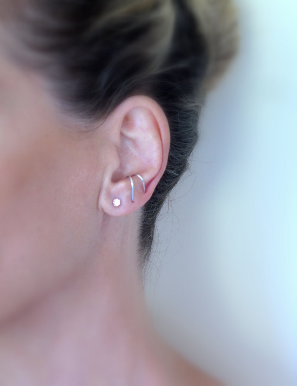 Thin Suspender Earring Sterling Silver Ear Suspender Etsy