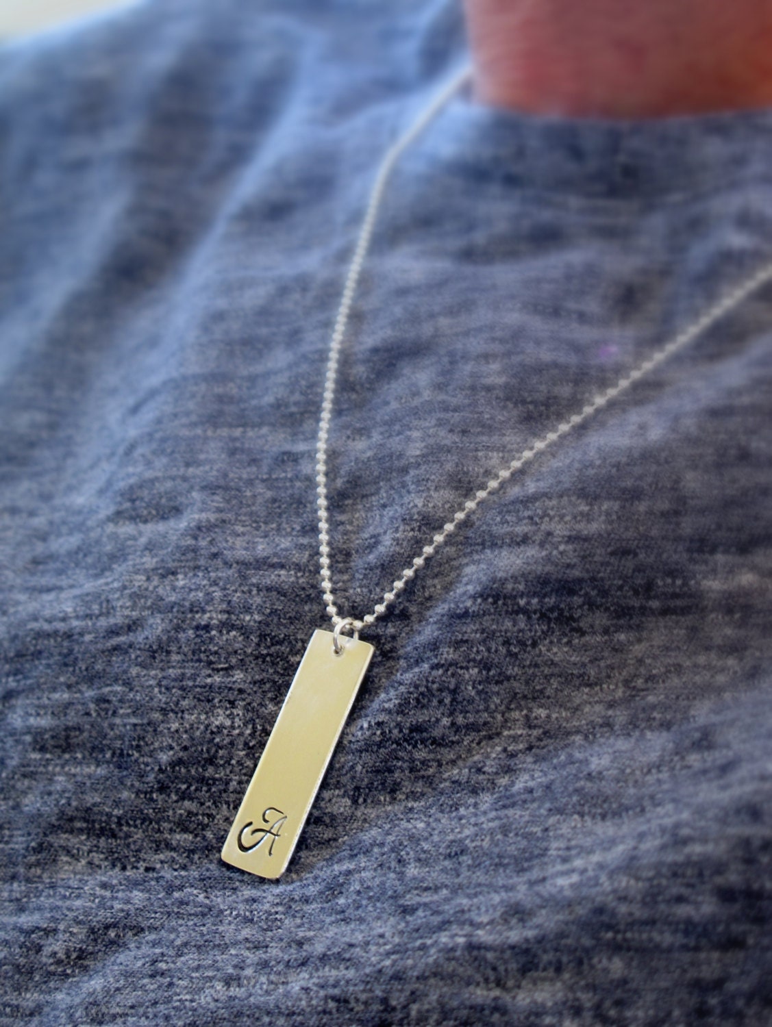 Men Stamped Pendant Necklace Custom 