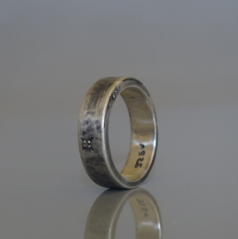 Mens oxidized wedding band Rustic wedding band Men/'s Jewelry Silver diamond band