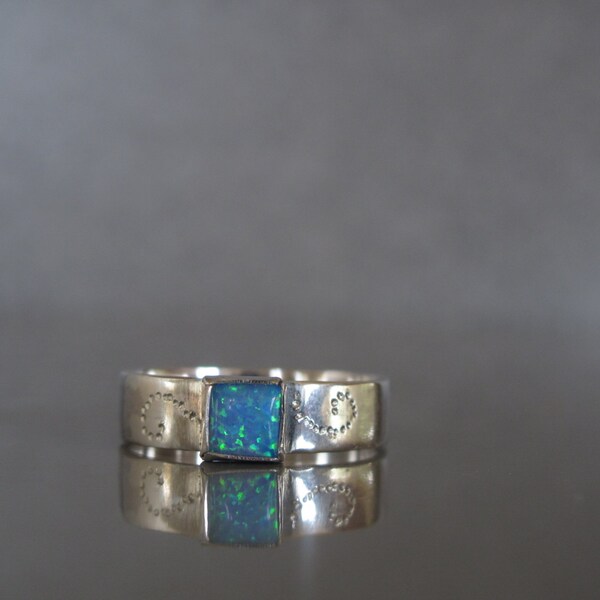 Sterling silver opal ring, Opal jewelry
