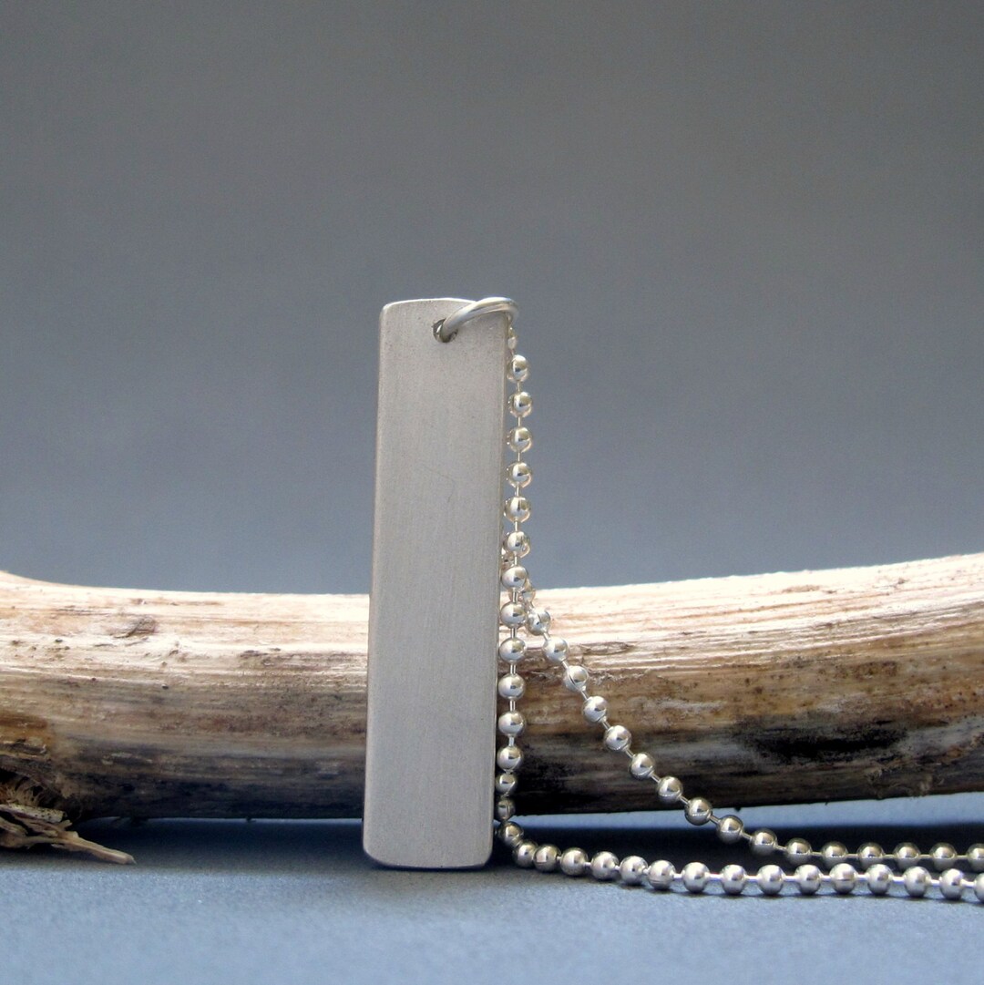Sterling Silver Mens Bar Necklace Matte Finish Bar Necklace Etsy UK