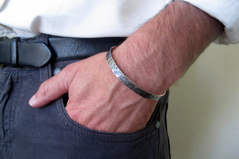 Sterling Silver Mens Cuff Bracelet Oxidized Silver Bracelet Etsy