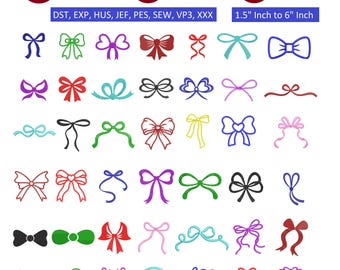 Mini Bow Embroidery Designs, Ribbon Embroidery Designs, Classic Bow Embroidery design, 10 Sizes , Digital Download