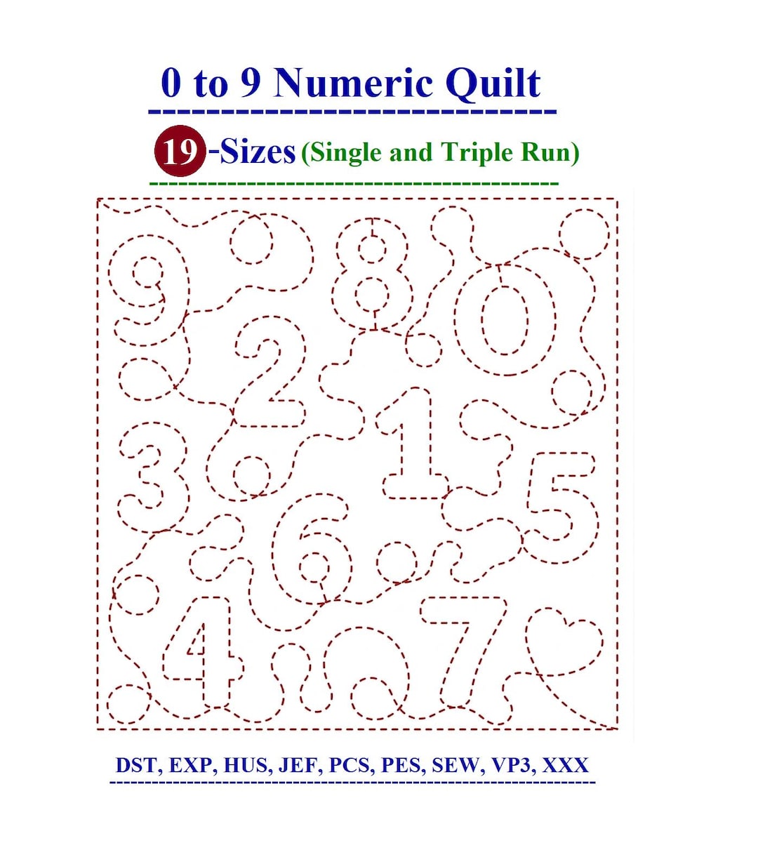 Numbers Quilt Embroidery Design, Block Quilt Machine Embroidery Design ...