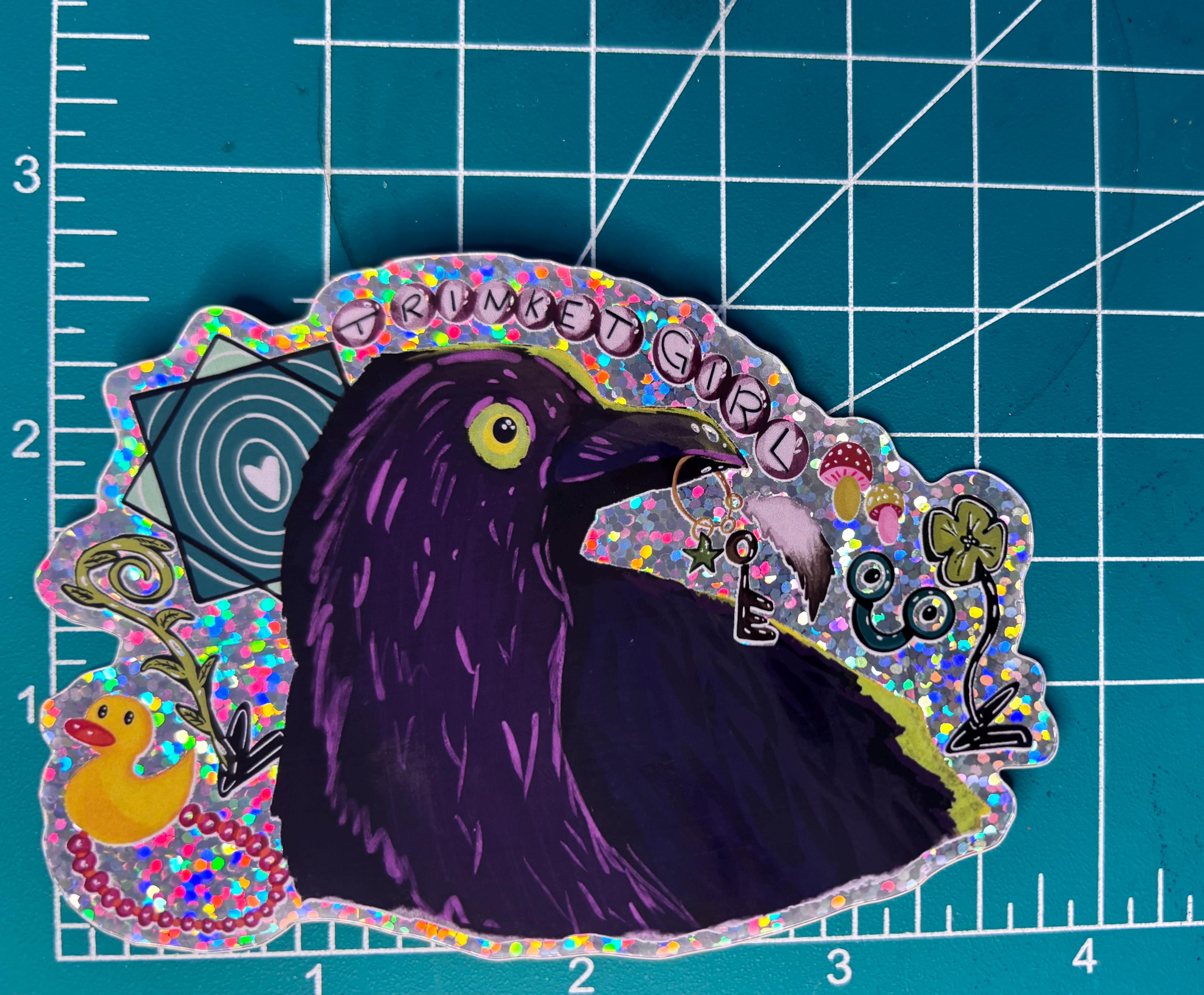 Trinket Girl Glitter Sticker, Rave Inspired Trinket Crow - Etsy
