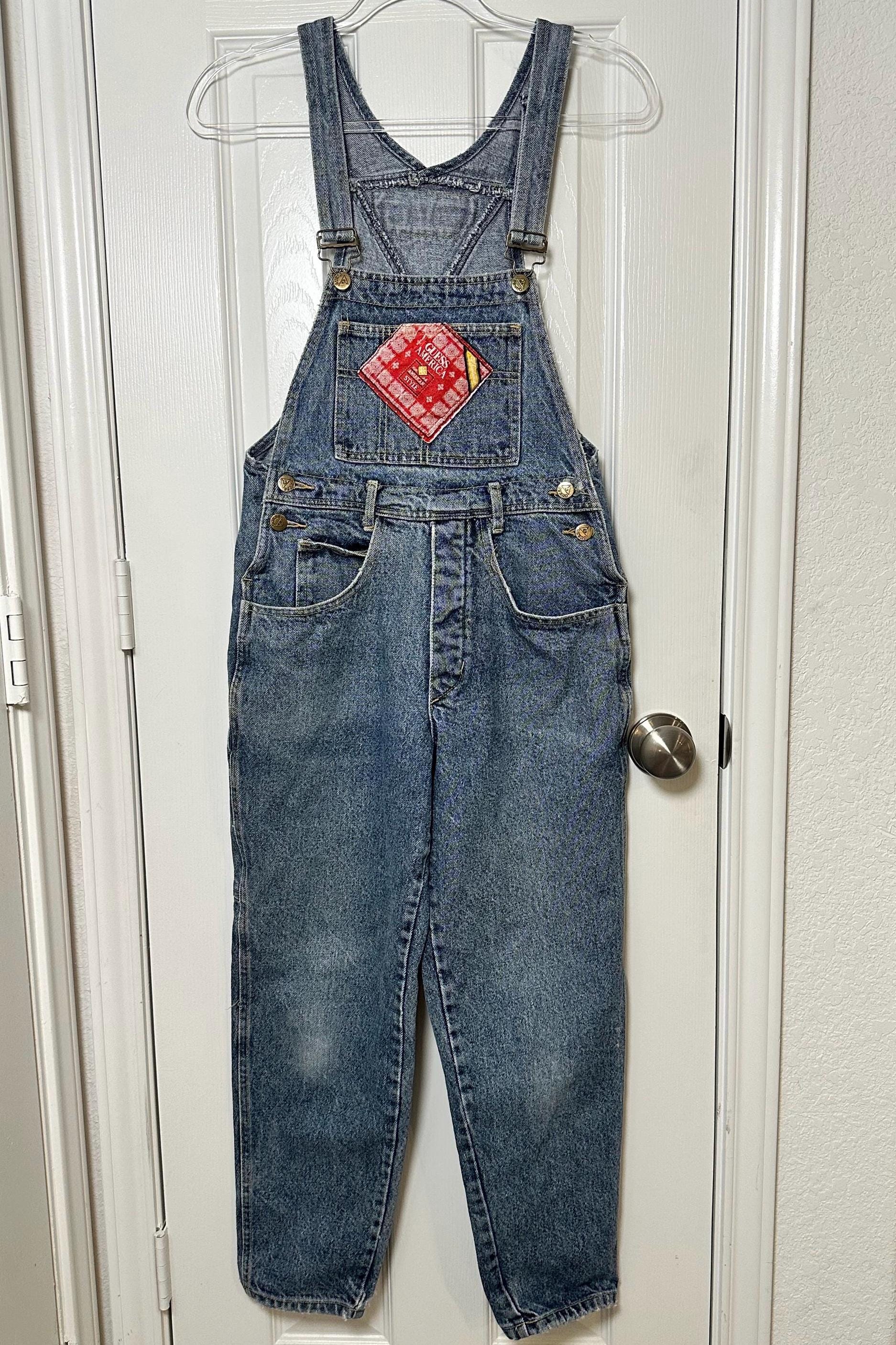 オーバーオール euro vintage 80s 90s Vintage Big Blue Denim Overalls: 70s 80s Retro Style (W28