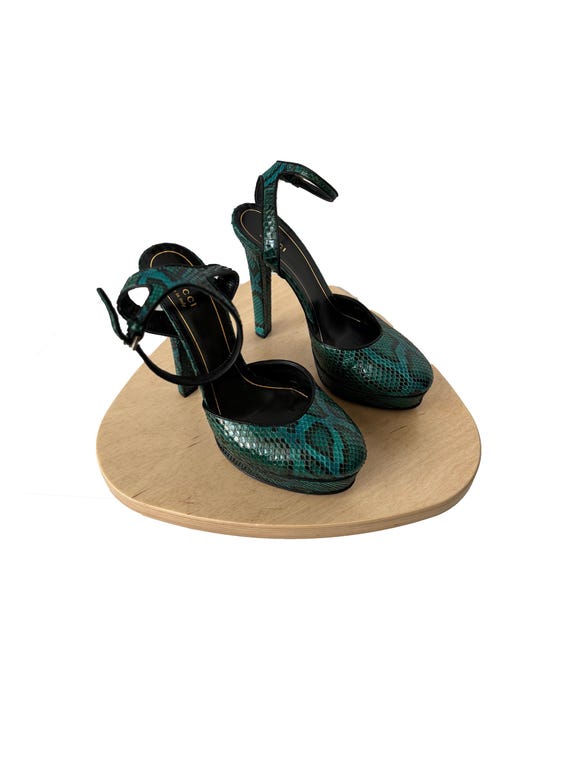 Gucci Huston Python Leather Platform Pumps - image 1