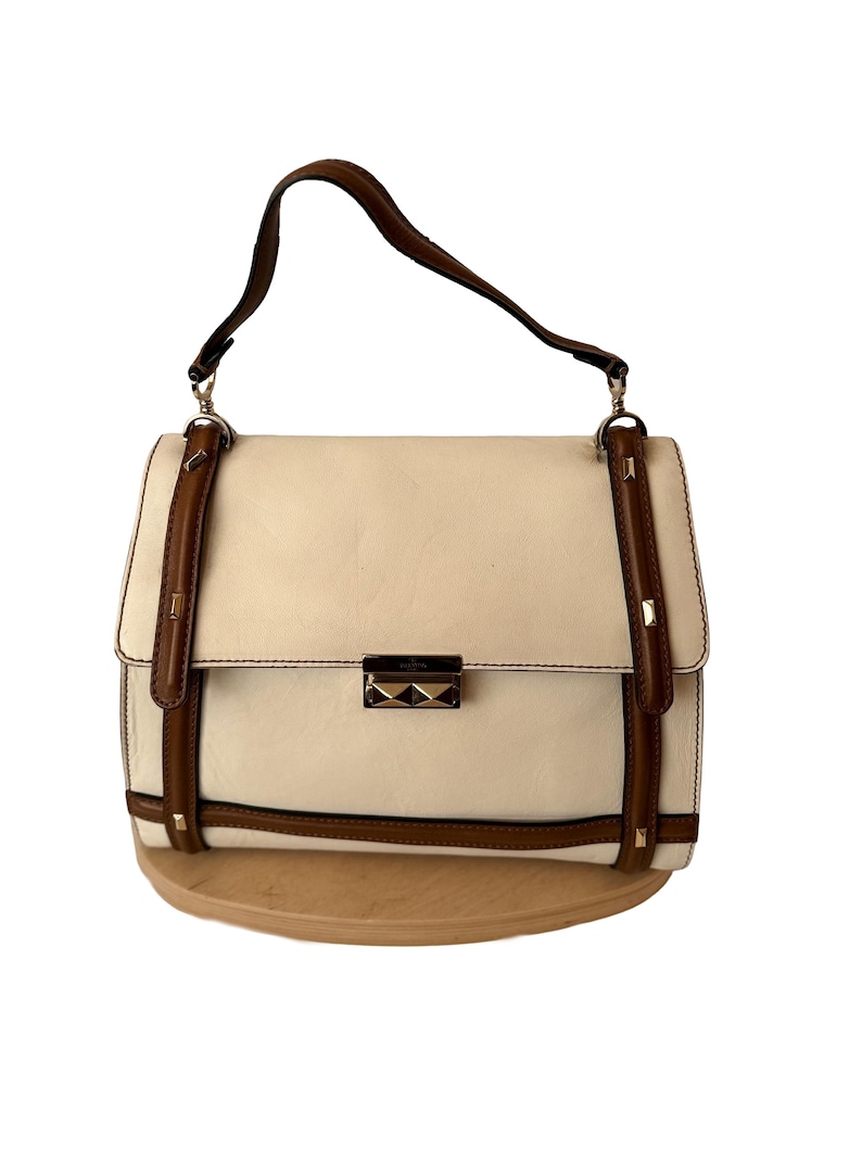 Valentino Garavani White and Brown Satchel Bag bild 1