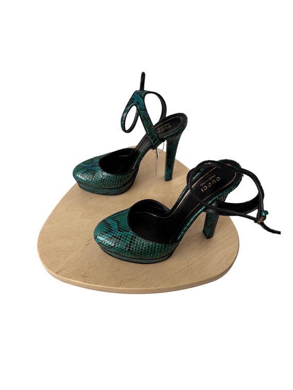 Gucci Huston Python Leather Platform Pumps - image 2