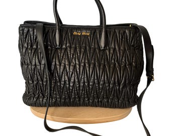 Miu Miu Archive Vintage Black Leather Tote Handbag - Etsy