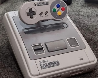 Super Nintendo Display Stand with Controller Holder | SNES Console Stand | Retro Gaming Shelf Decor | Controller Organizer